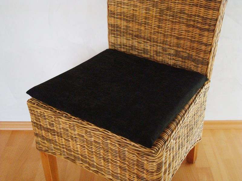 6 x cuscino per sedia in microfibra nero 30x30x3 cm