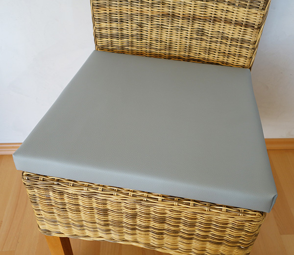 4 x cuscino per sedia in ecopelle grigio 40x40x3 cm